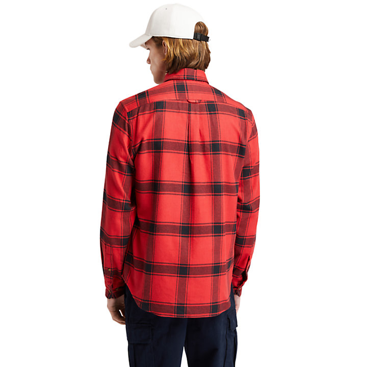 Heavy Flannel Checked Shirt for Men in Red-