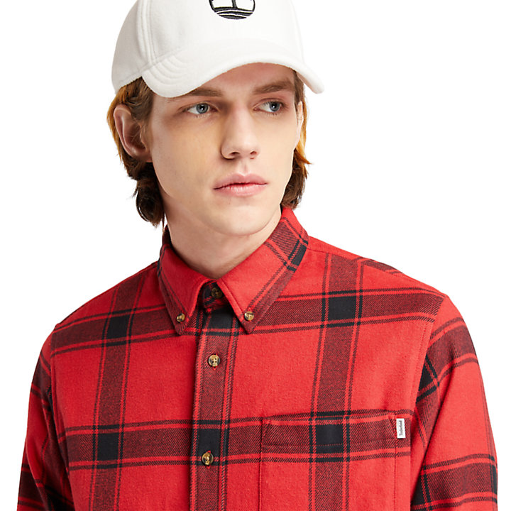 Heavy Flannel Checked Shirt for Men in Red-