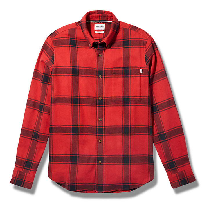 Chemise à carreaux en flanelle épaisse pour homme en rouge-