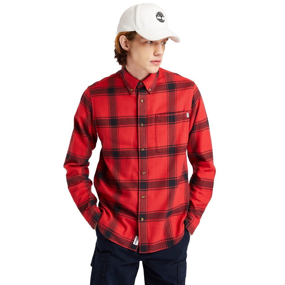 Timberland Heavy Flannel Checked Shirt For Men In Red Red, Size XXL