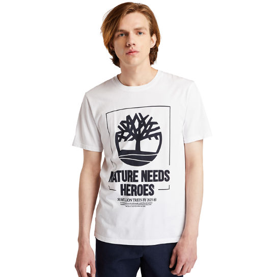 T-shirt met Nature Needs Heroes™-afbeelding voor heren in wit | Timberland