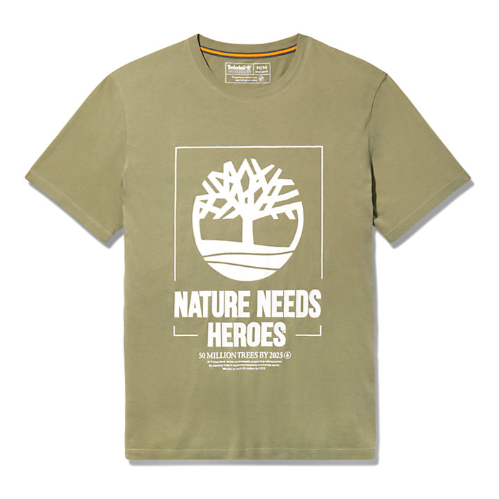 T-shirt à motif Nature Needs Heroes™ pour homme en vert-