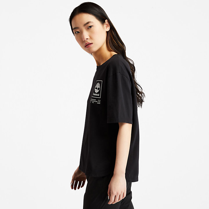 T-shirt utilitaire en coton biologique pour femme en noir-
