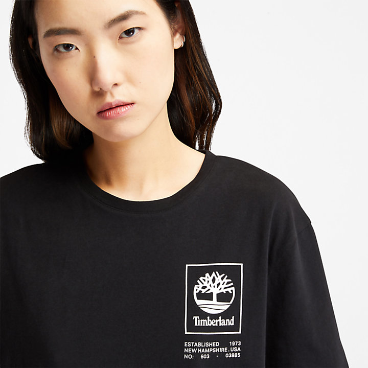 Camiseta Estilo Militar de Algodón Orgánico para Mujer en color negro-
