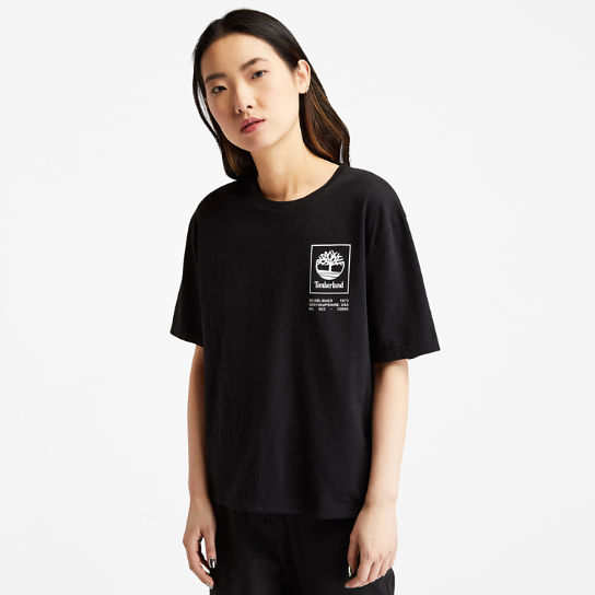 Camiseta Estilo Militar de Algodón Orgánico para Mujer en color negro | Timberland