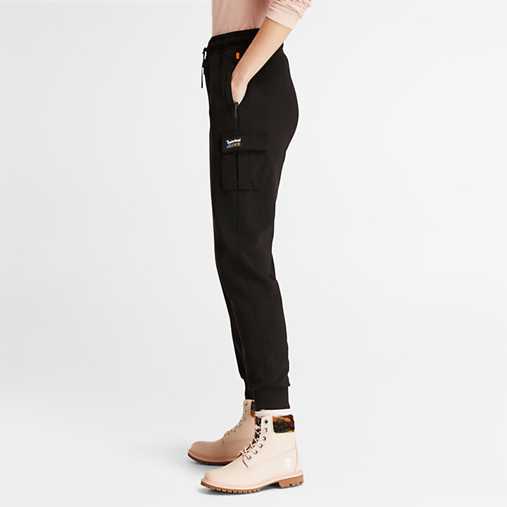 Fleece Cargo Sweatpants for Women in Black-