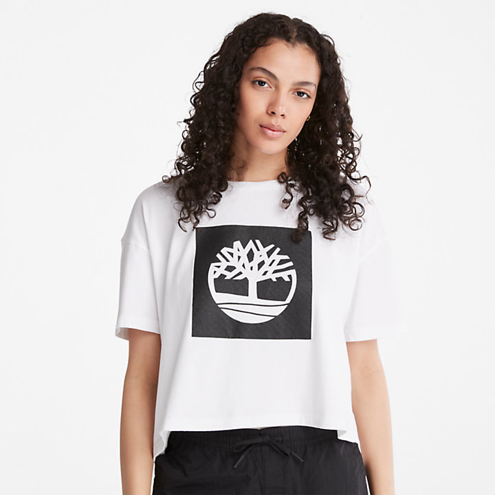 Cropped Logo T-Shirt for Women in White-