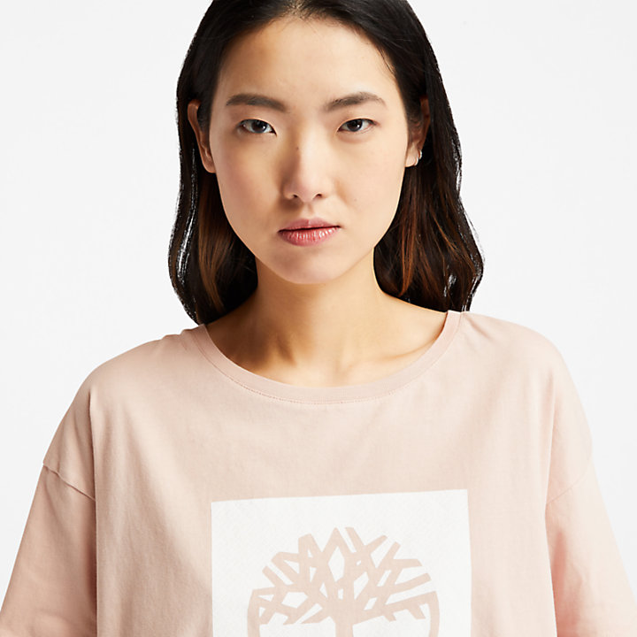 Camiseta Corta con Logotipo de Mujer en rosa claro-