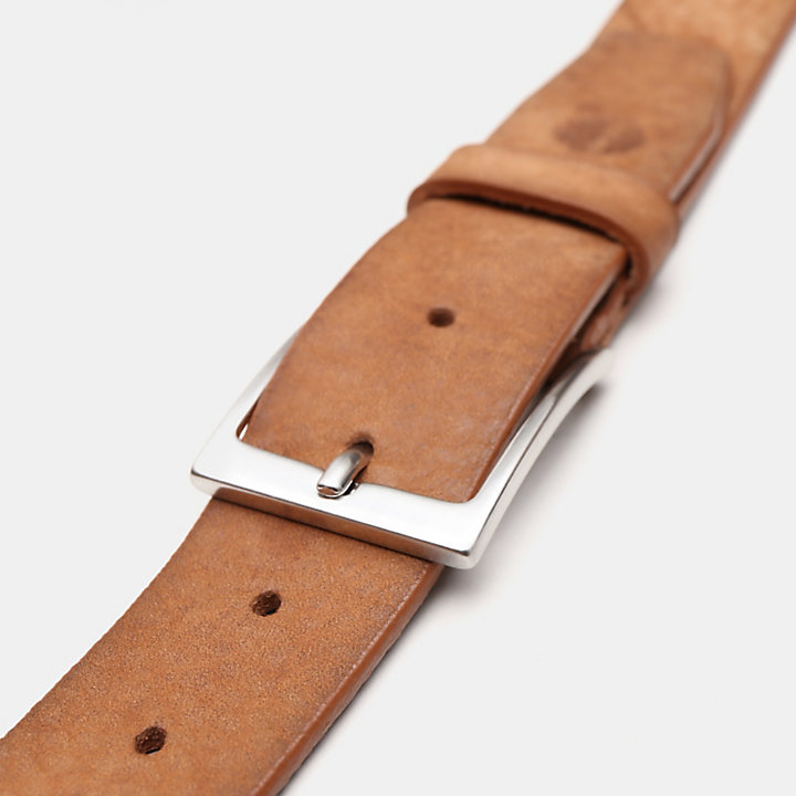Washed-leather Belt with a Square Buckle for Men in Brown-