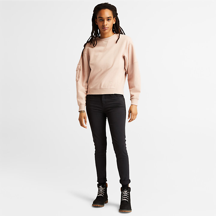 Cropped Cargo Sweatshirt for Women in Light Pink-