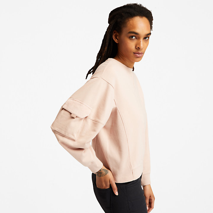 Sweat-shirt cargo court pour femme en rose clair-