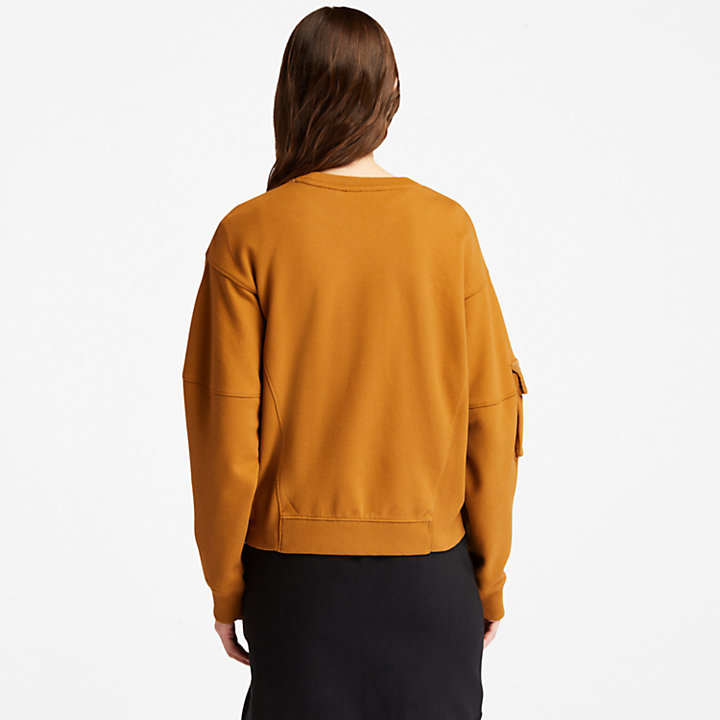 Cropped Cargo Sweatshirt for Women in Light Brown-
