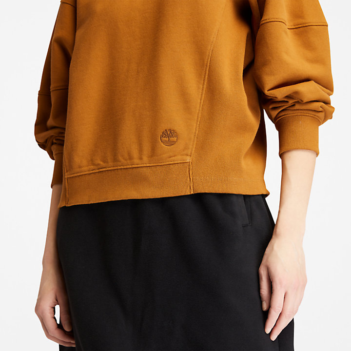 Cropped Cargo Sweatshirt for Women in Light Brown-