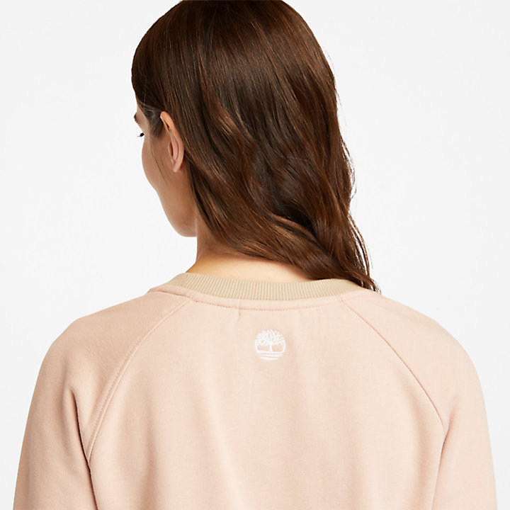Sweatshirt met ronde hals voor dames in lichtroze-