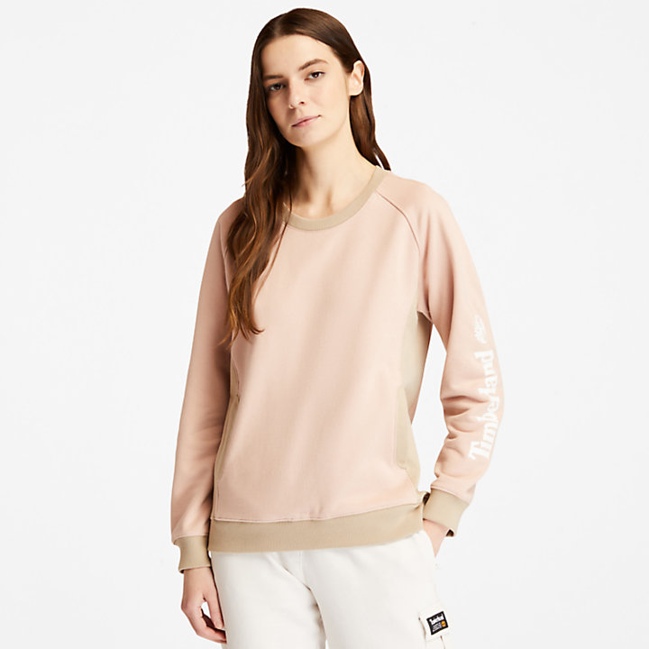 Sweat-shirt à col rond pour femme en rose clair-