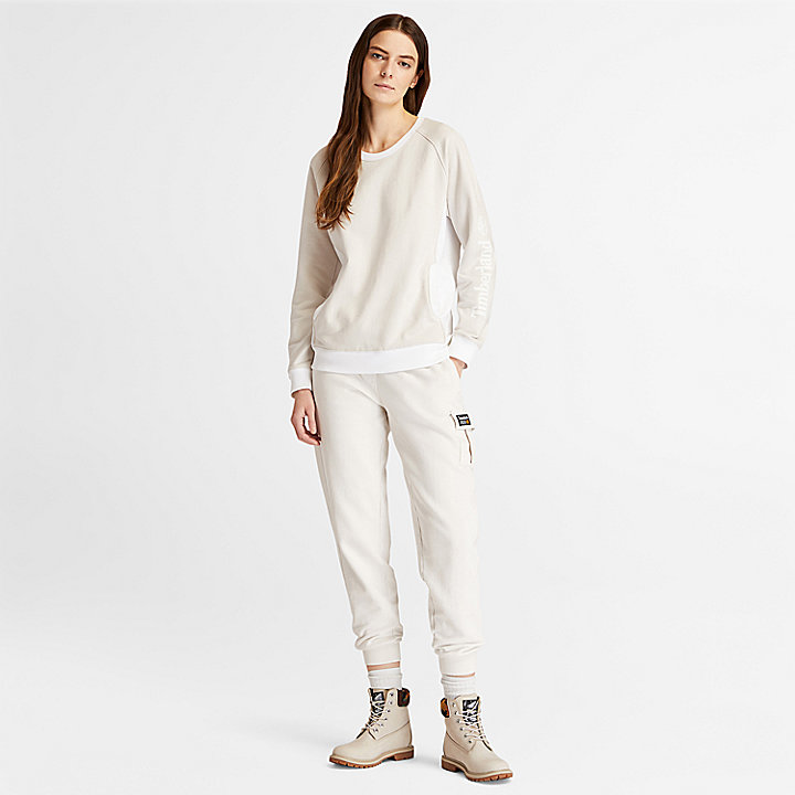 Sweatshirt mit Rundhalsausschnitt für Damen in Weiß