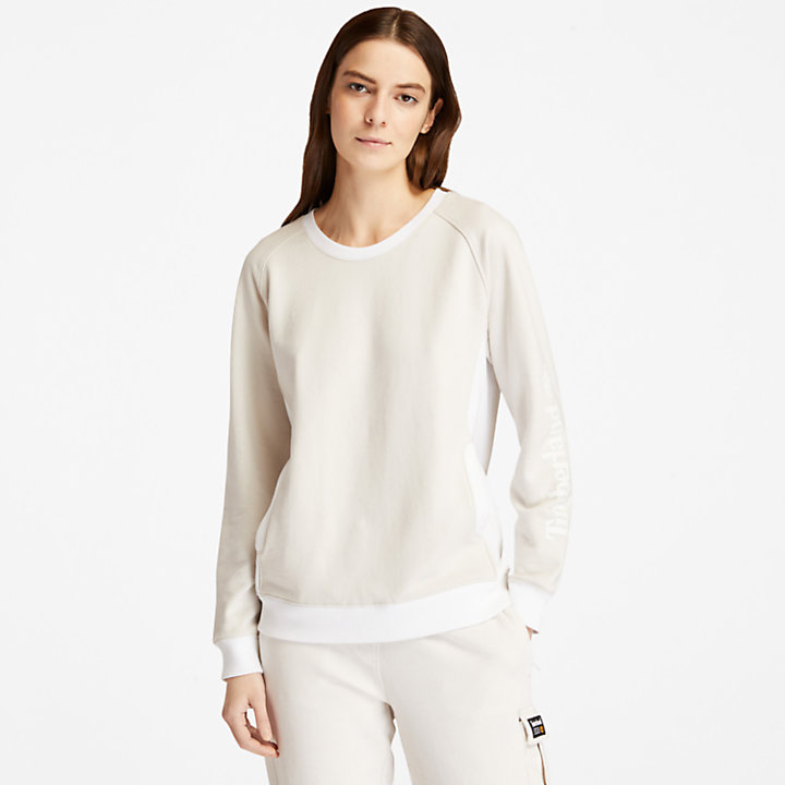 Sweatshirt mit Rundhalsausschnitt für Damen in Weiß-