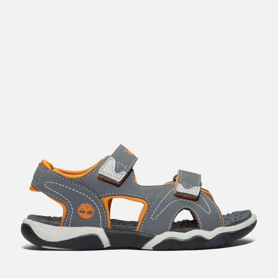 Timberland Adventure Seeker 2-strap Sandal For Youth In Grey Grey/orange Kids