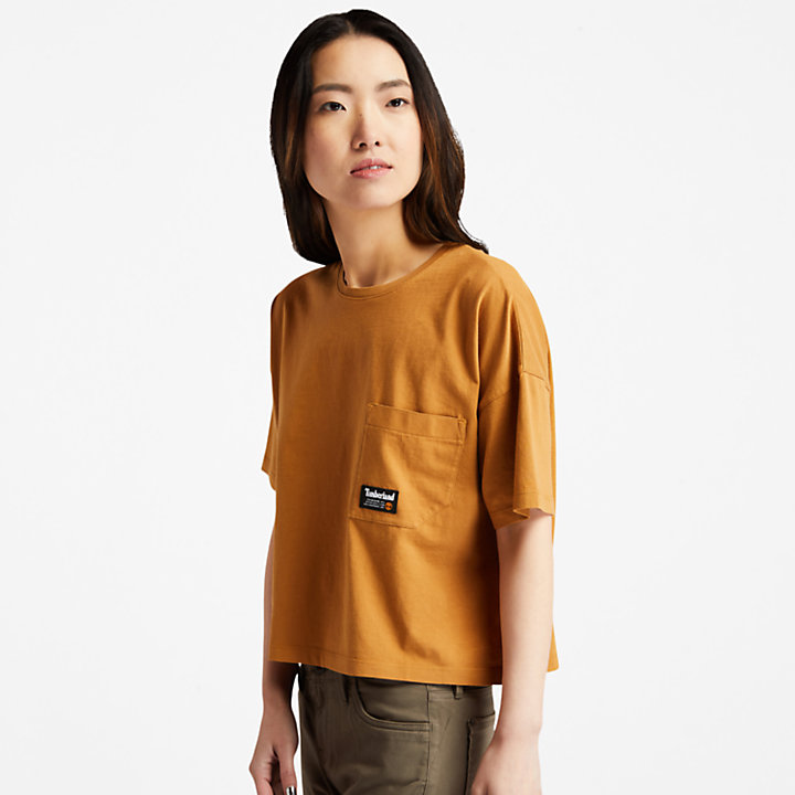 Progressive Utility T-Shirt mit Tasche für Damen in Dunkelgelb-