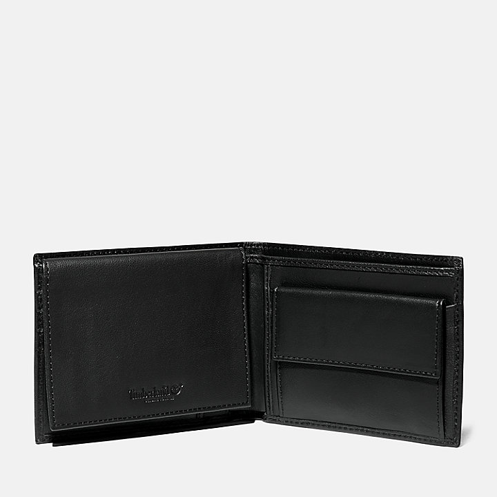 Kittery Trifold Leather Wallet With Coin Pocket for Men in Black