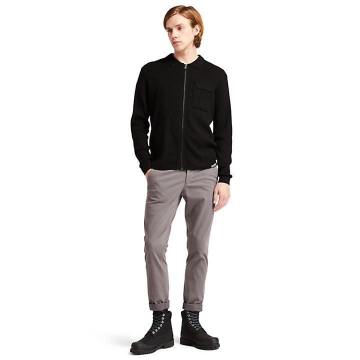 Full-Zip Sweater voor heren in zwart-