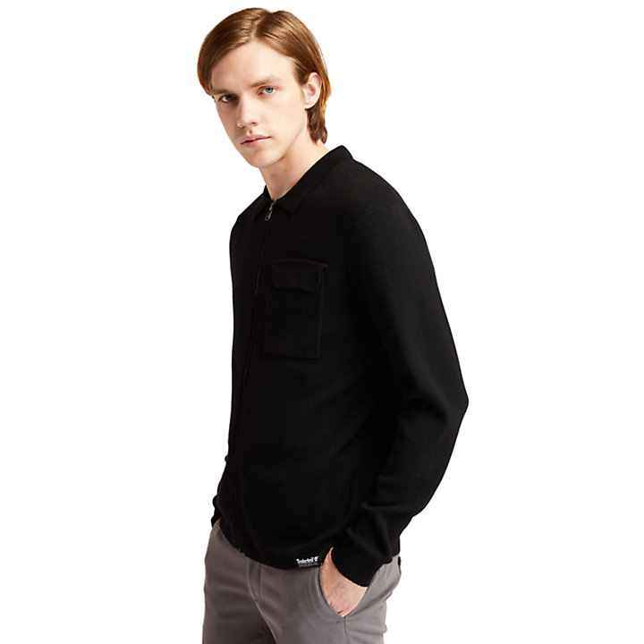 Full-Zip Sweater for Men in Black-