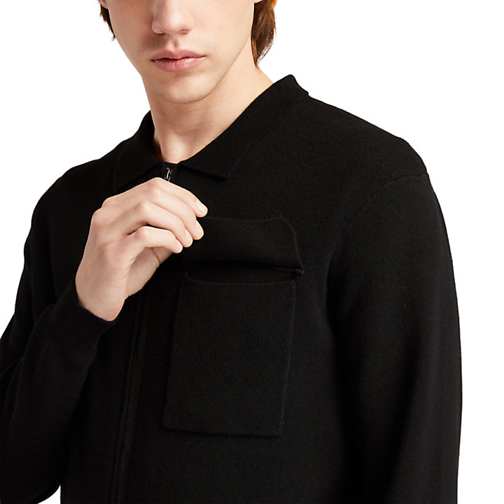 Full-Zip Sweater for Men in Black-
