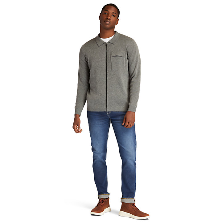 Full-Zip Sweater for Men in Dark Grey-