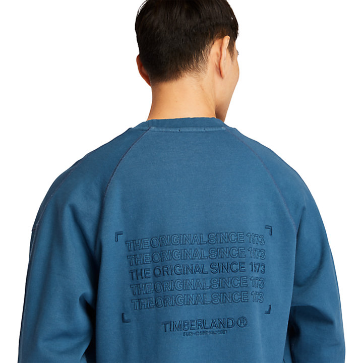 Garment-Dyed Graphic Sweatshirt for Men in Blue-