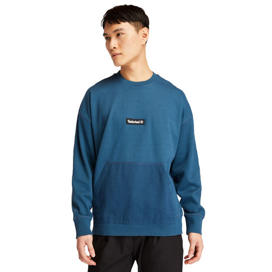 Garment-Dyed Graphic Sweatshirt for Men in Blue | Timberland