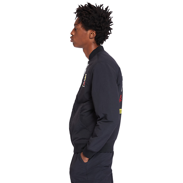 Embroidered Reversible Bomber Jacket for Men in Black-