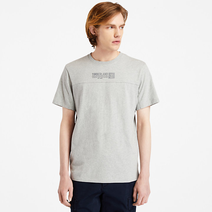 Camiseta con Logotipo Estampado Elevado de hombre en gris-