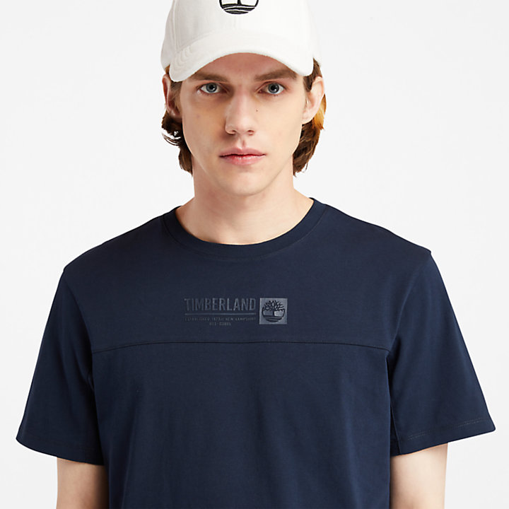 T-shirt à logo imprimé en relief pour homme en bleu marine-