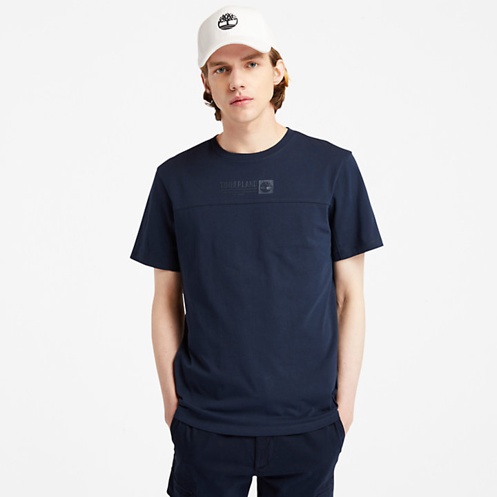 T-shirt à logo imprimé en relief pour homme en bleu marine-