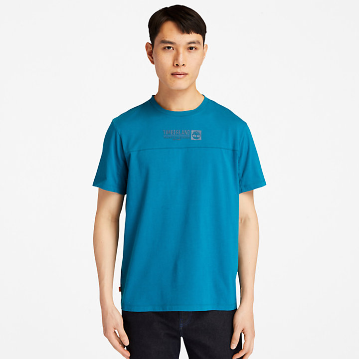 Raised-print Logo T-Shirt for Men in Teal-