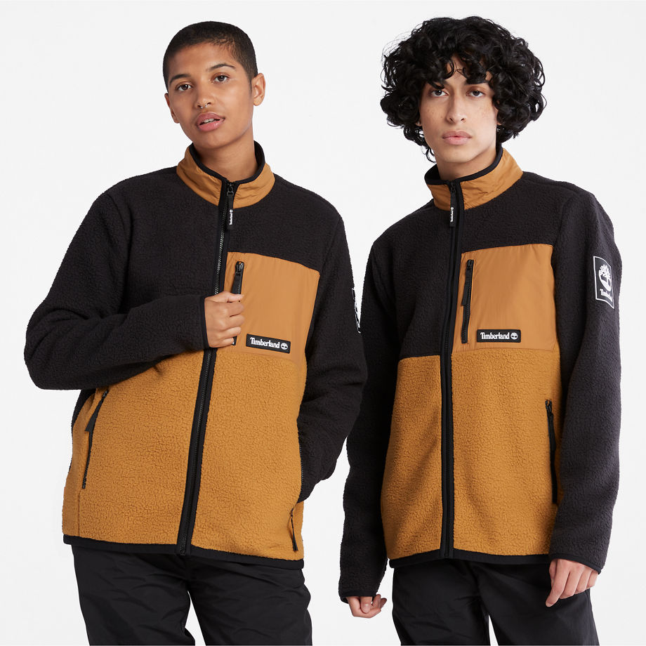 Timberland All Gender Outdoor Archive Fleece Jacket In Yellow Black Men, Size XXS
