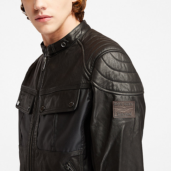 Moto Guzzi x Timberland® Leather Jacket for Men in Black