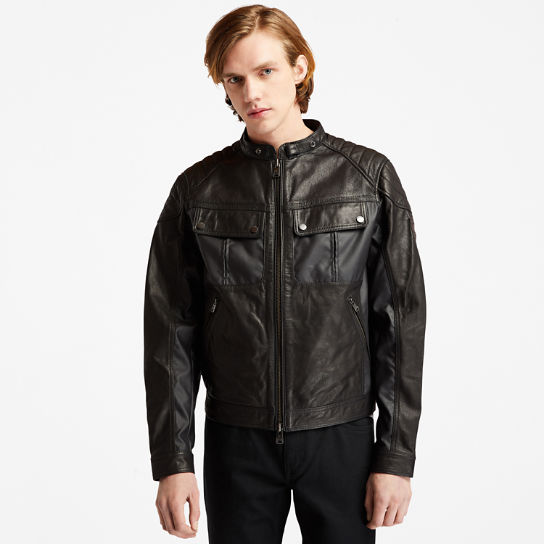 Moto Guzzi x Timberland® Leather Jacket for Men in Black | Timberland