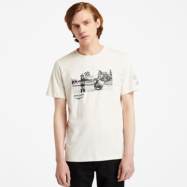 T-shirt da Uomo con Foto Moto Guzzi x Timberland® in bianco-