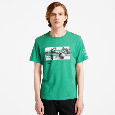 Moto Guzzi x Timberland® T-shirt met fotoprint voor heren in groen | Timberland
