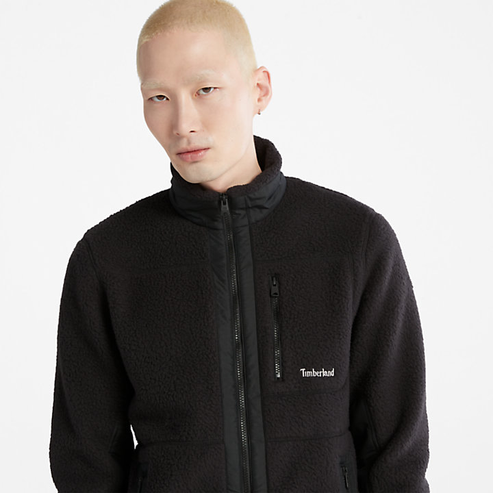 Sherpa Fleece Jacket for Men in Black-