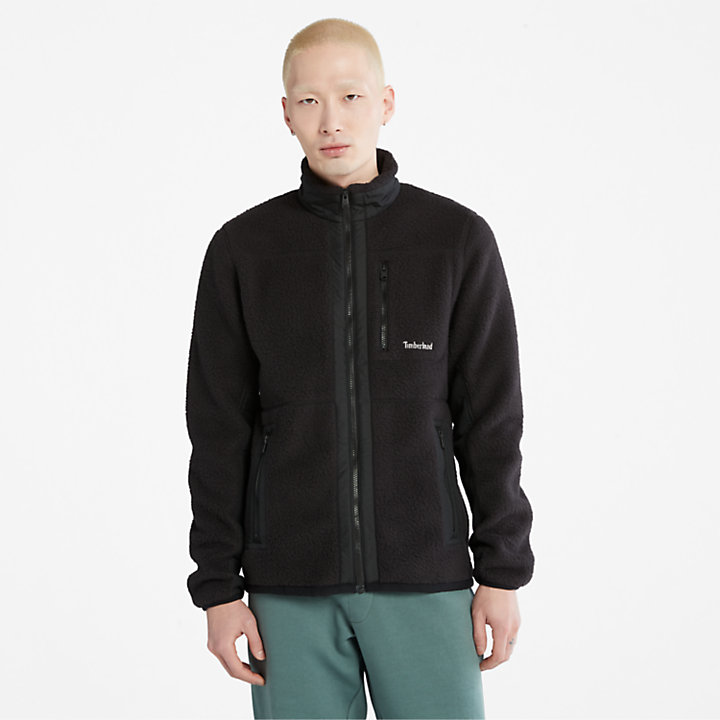 Sherpa Fleece Jacket for Men in Black-