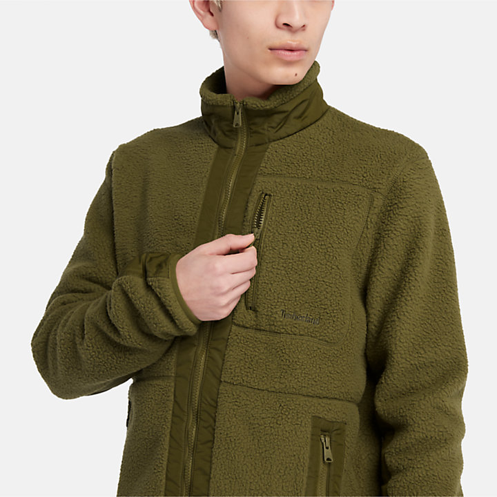 High-Pile Fleece for Men in Green-