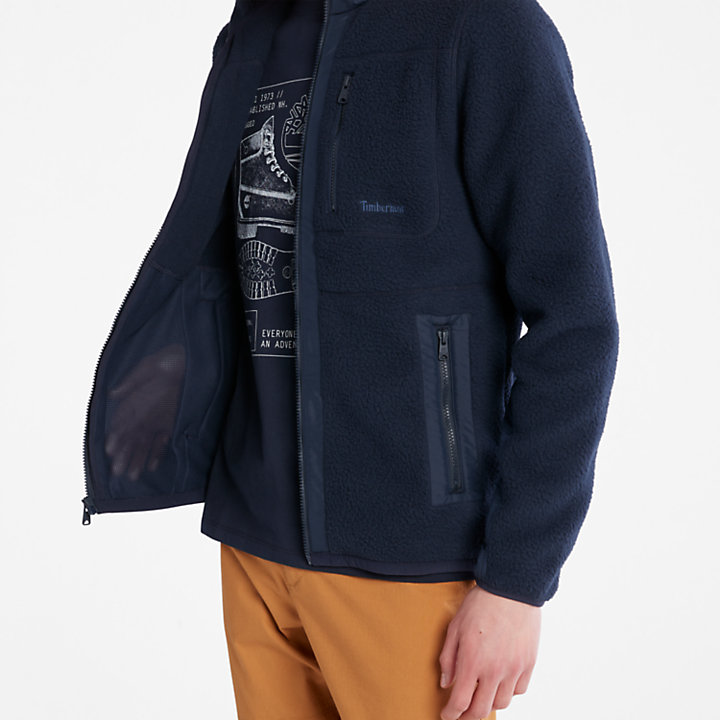 Sherpa Fleece Jacket for Men in Navy-