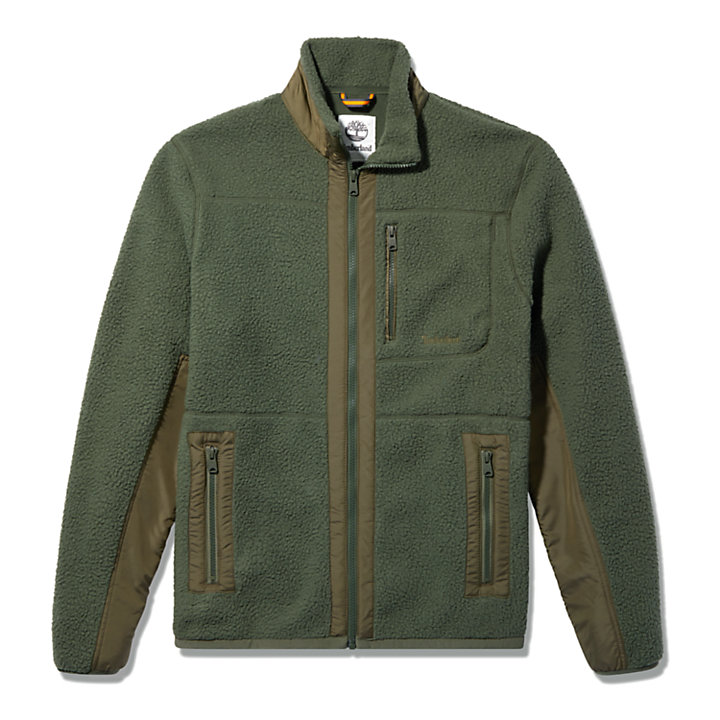 Sherpa Fleece Jacket for Men in Dark Green-