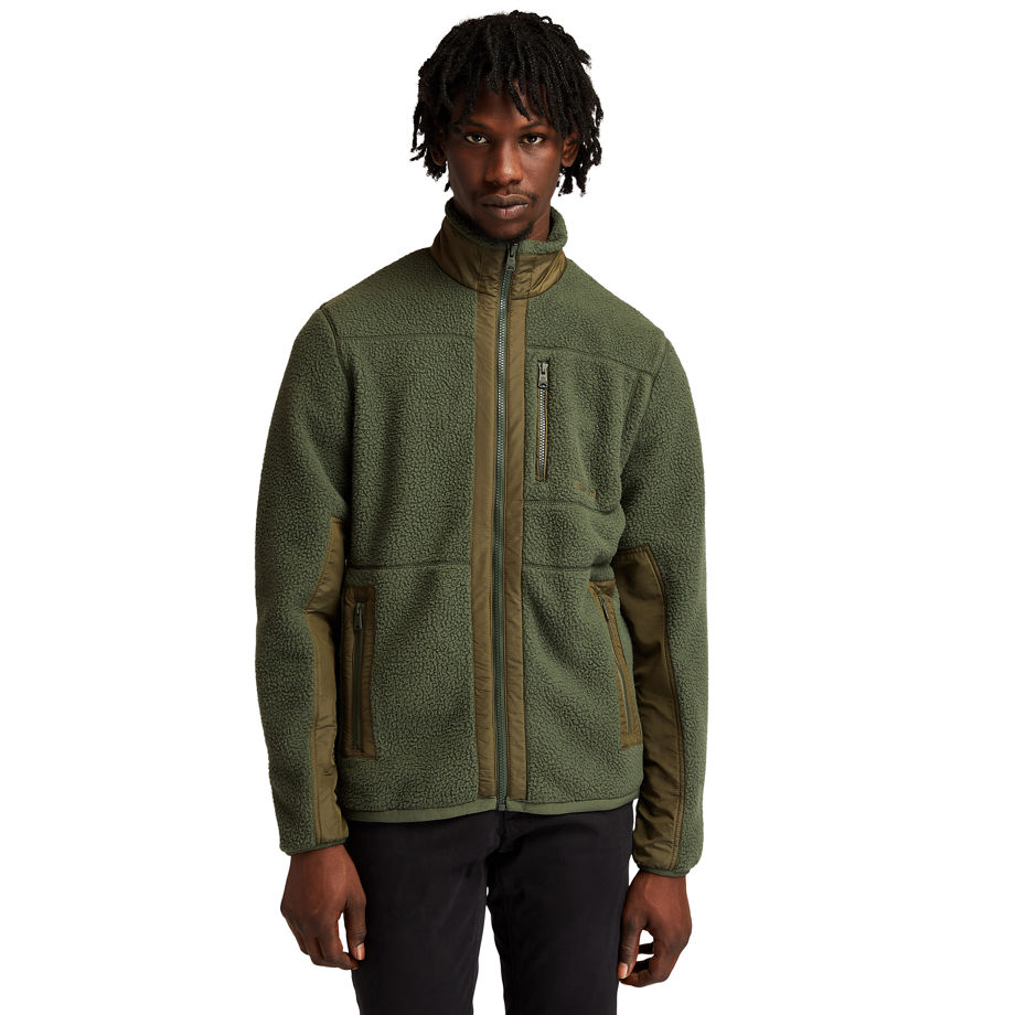 Timberland Sherpa Fleece Jacket For Men In Dark Green Dark Green, Size L