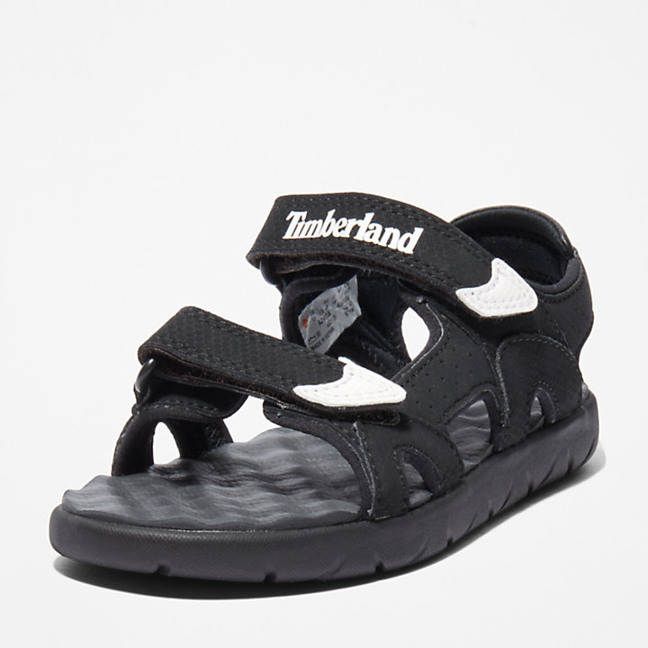 Perkins Row Double-strap Sandal for Youth in Black/White-