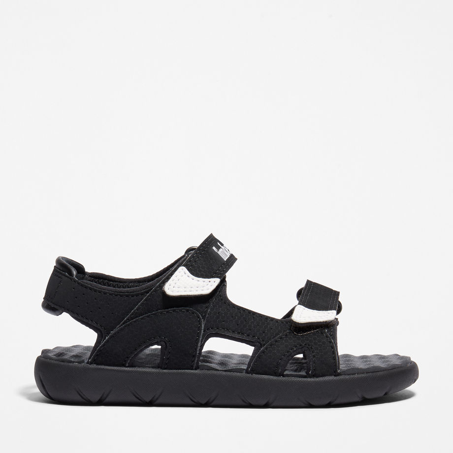 Timberland Perkins Row Double-strap Sandal For Youth In Black Black Kids, Size 2.5