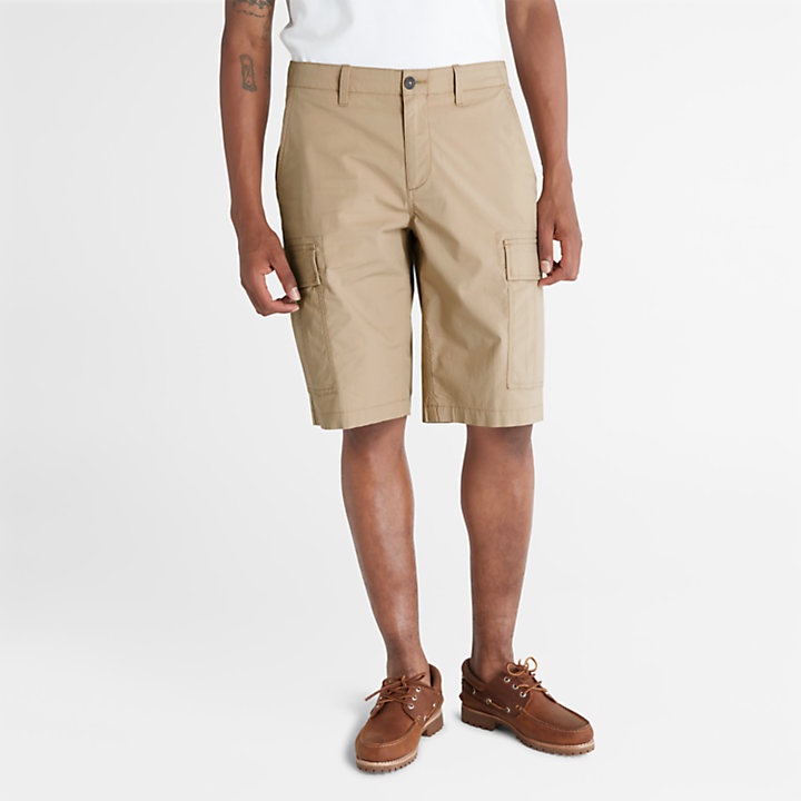 Poplin Cargo Shorts for Men in Beige-