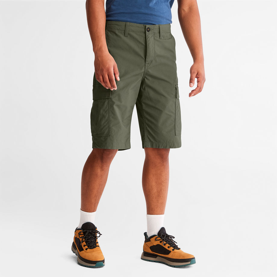 Timberland Poplin Cargo Shorts For Men In Dark Green Dark Green, Size 30